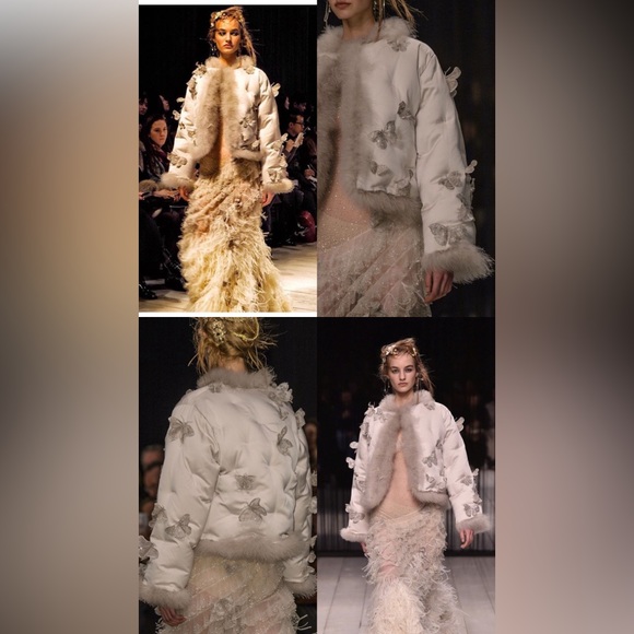 Rare runway 2016 silver pearl embroidered butterfly fur coat — Naomi Campbell - Picture 6 of 11